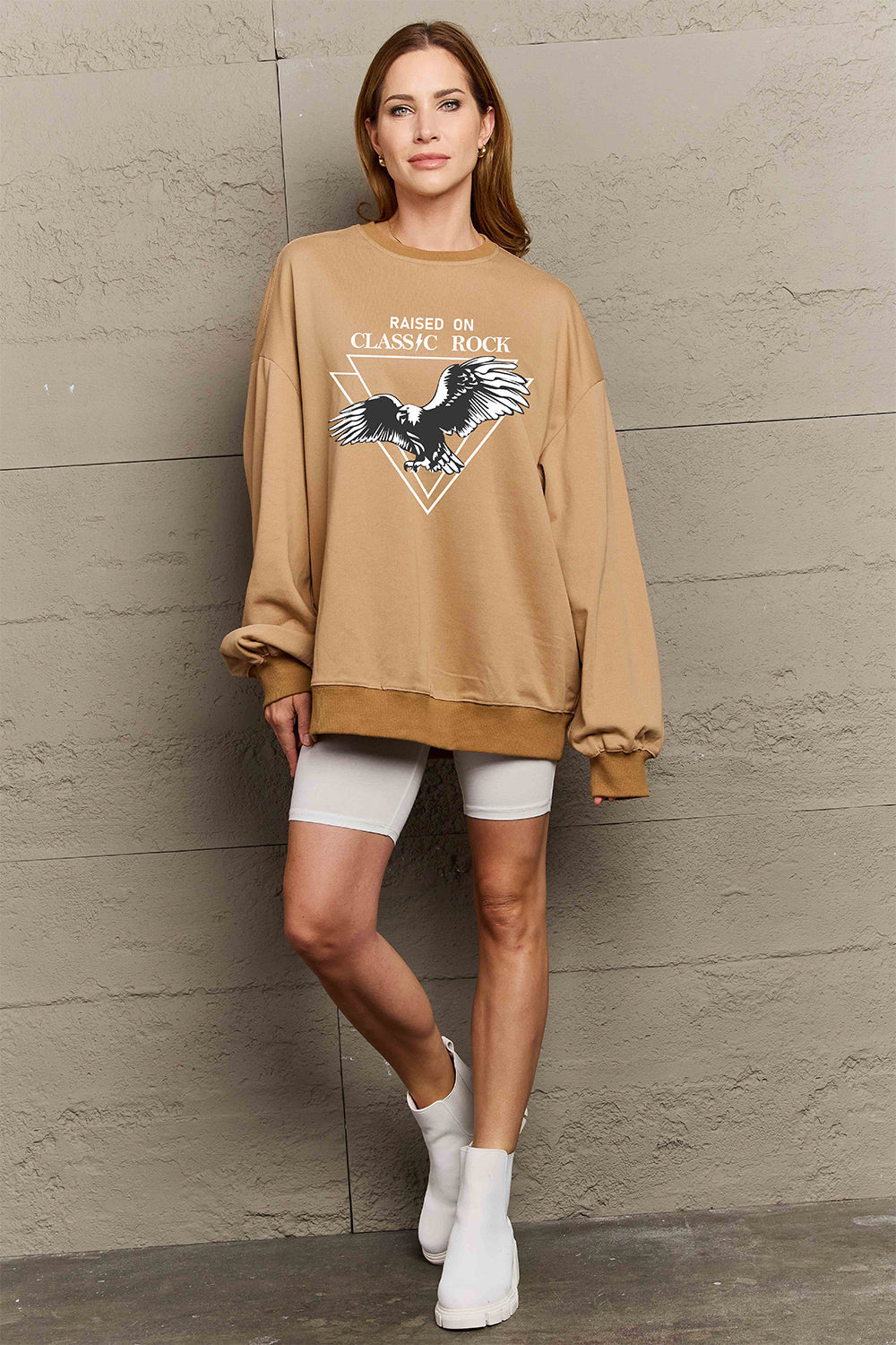 Simply Love Full Size Eagle Graphic Drop Shoulder Sweatshirt BLUE ZONE PLANET