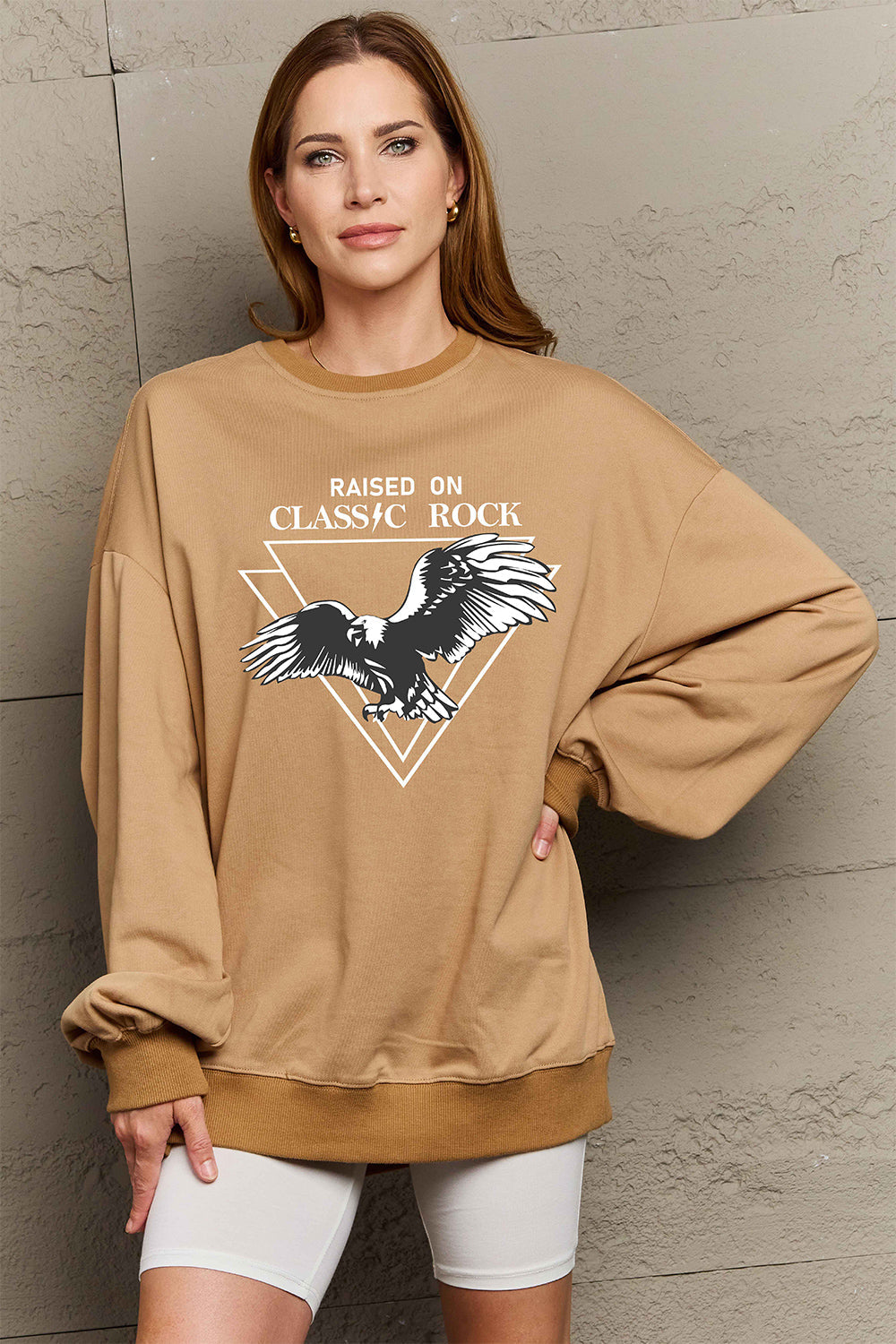 Simply Love Full Size Eagle Graphic Drop Shoulder Sweatshirt BLUE ZONE PLANET