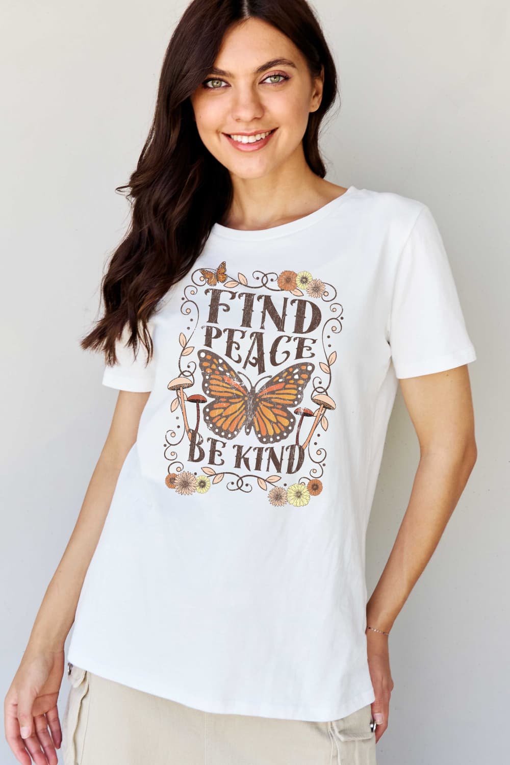 Simply Love Full Size FIND PEACE BE KIND Graphic Cotton T-Shirt BLUE ZONE PLANET