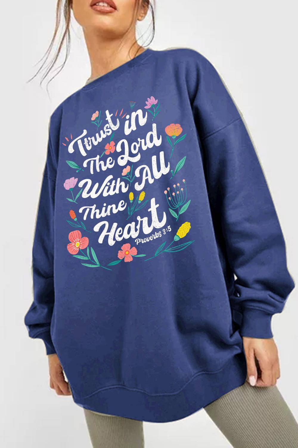 Simply Love Full Size Flower Slogan Graphic Sweatshirt BLUE ZONE PLANET