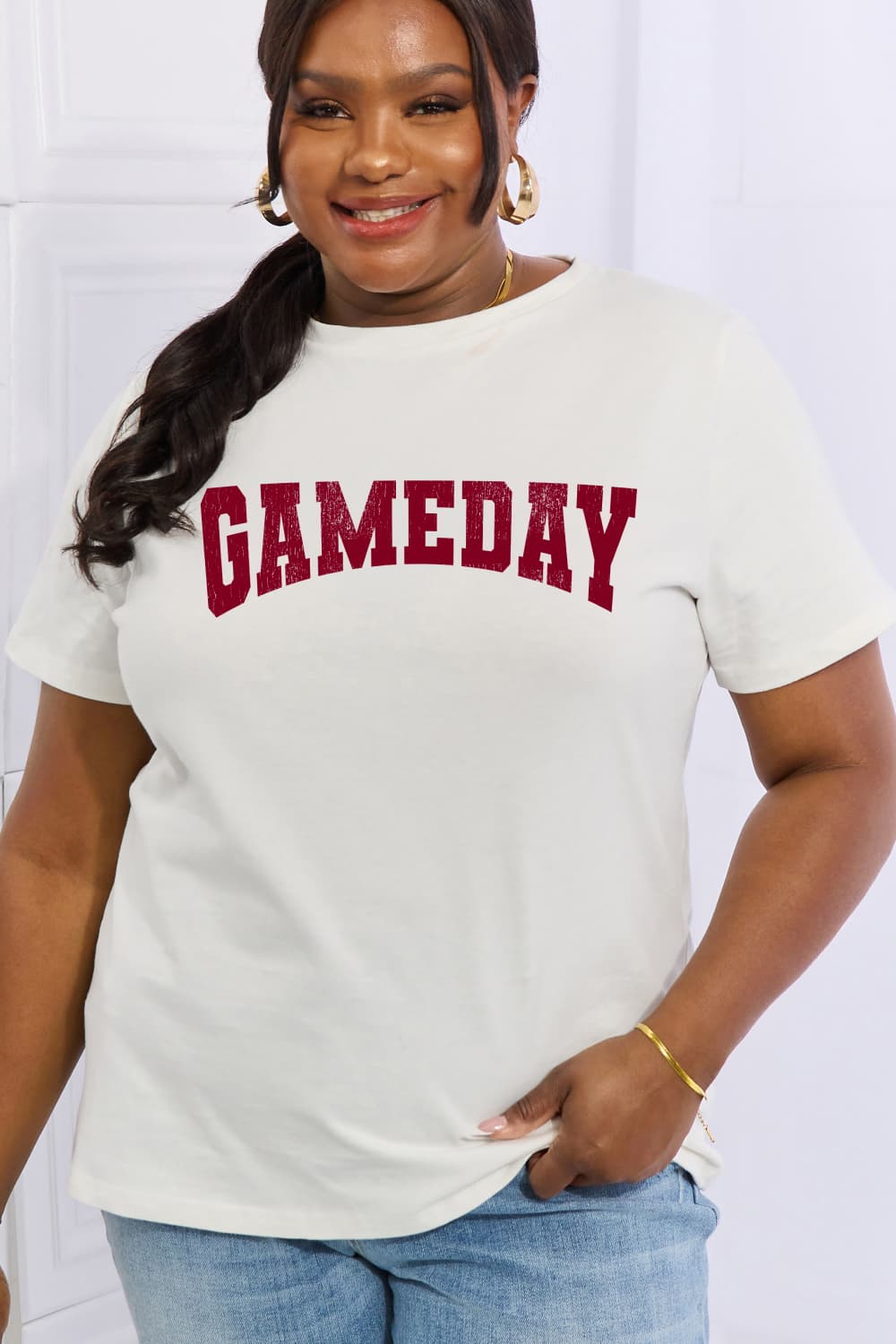 Simply Love Full Size GAMEDAY Graphic Cotton Tee BLUE ZONE PLANET