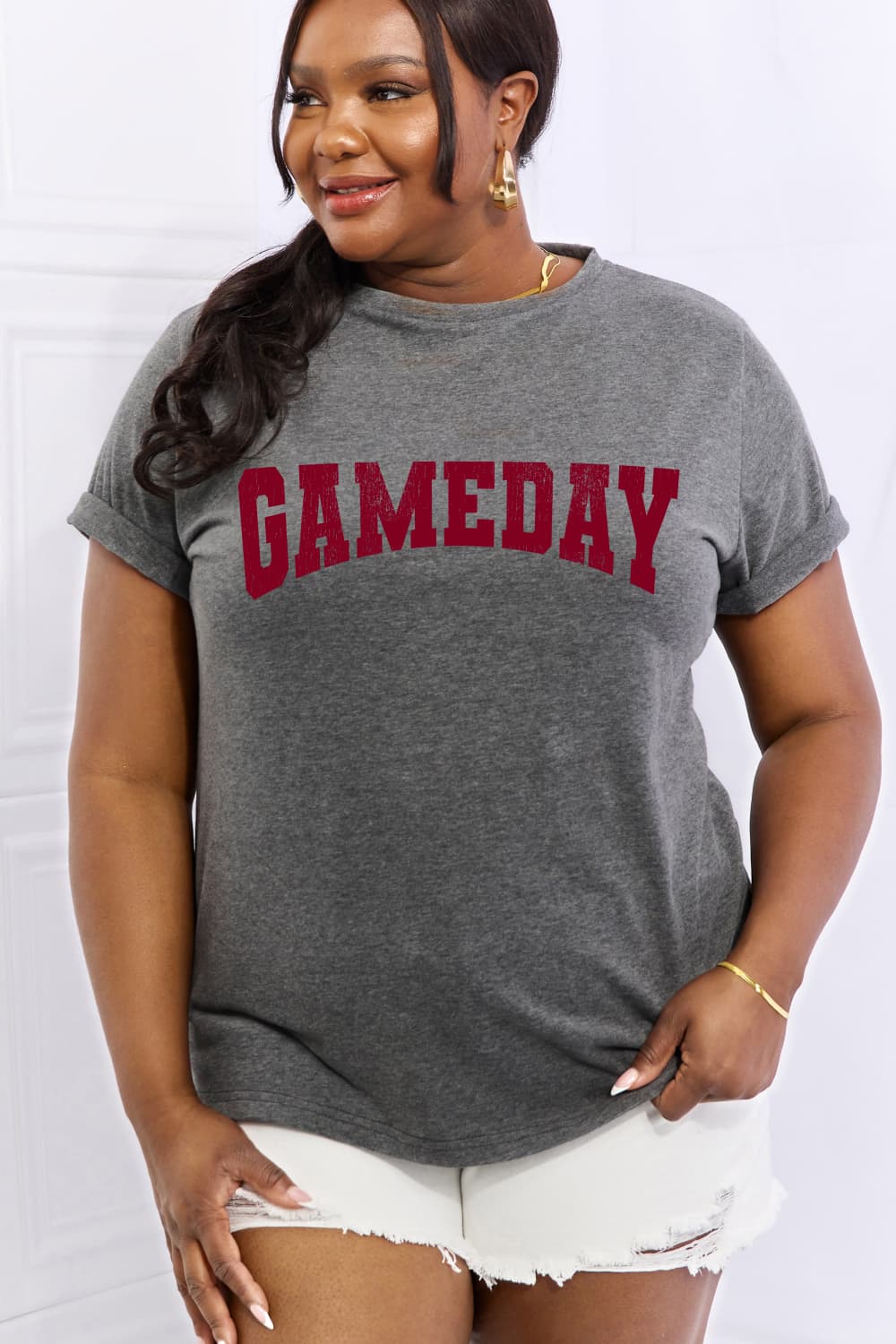 Simply Love Full Size GAMEDAY Graphic Cotton Tee BLUE ZONE PLANET