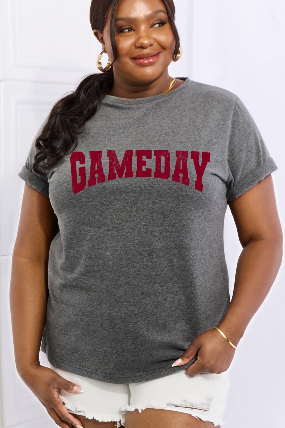 Simply Love Full Size GAMEDAY Graphic Cotton Tee BLUE ZONE PLANET