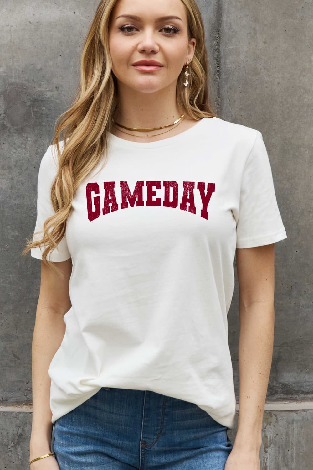 Simply Love Full Size GAMEDAY Graphic Cotton Tee BLUE ZONE PLANET