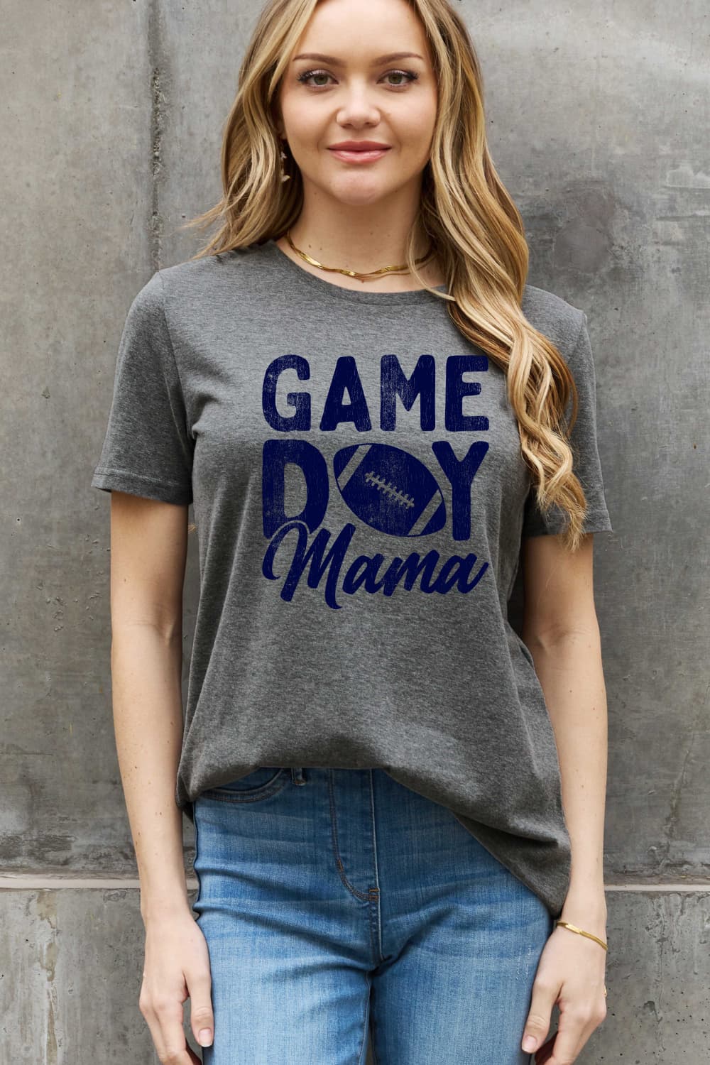 Simply Love Full Size GAMEDAY MAMA Graphic Cotton Tee BLUE ZONE PLANET