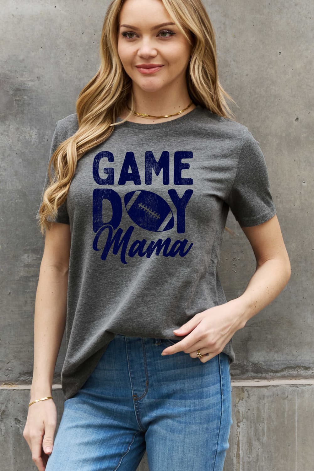 Simply Love Full Size GAMEDAY MAMA Graphic Cotton Tee BLUE ZONE PLANET