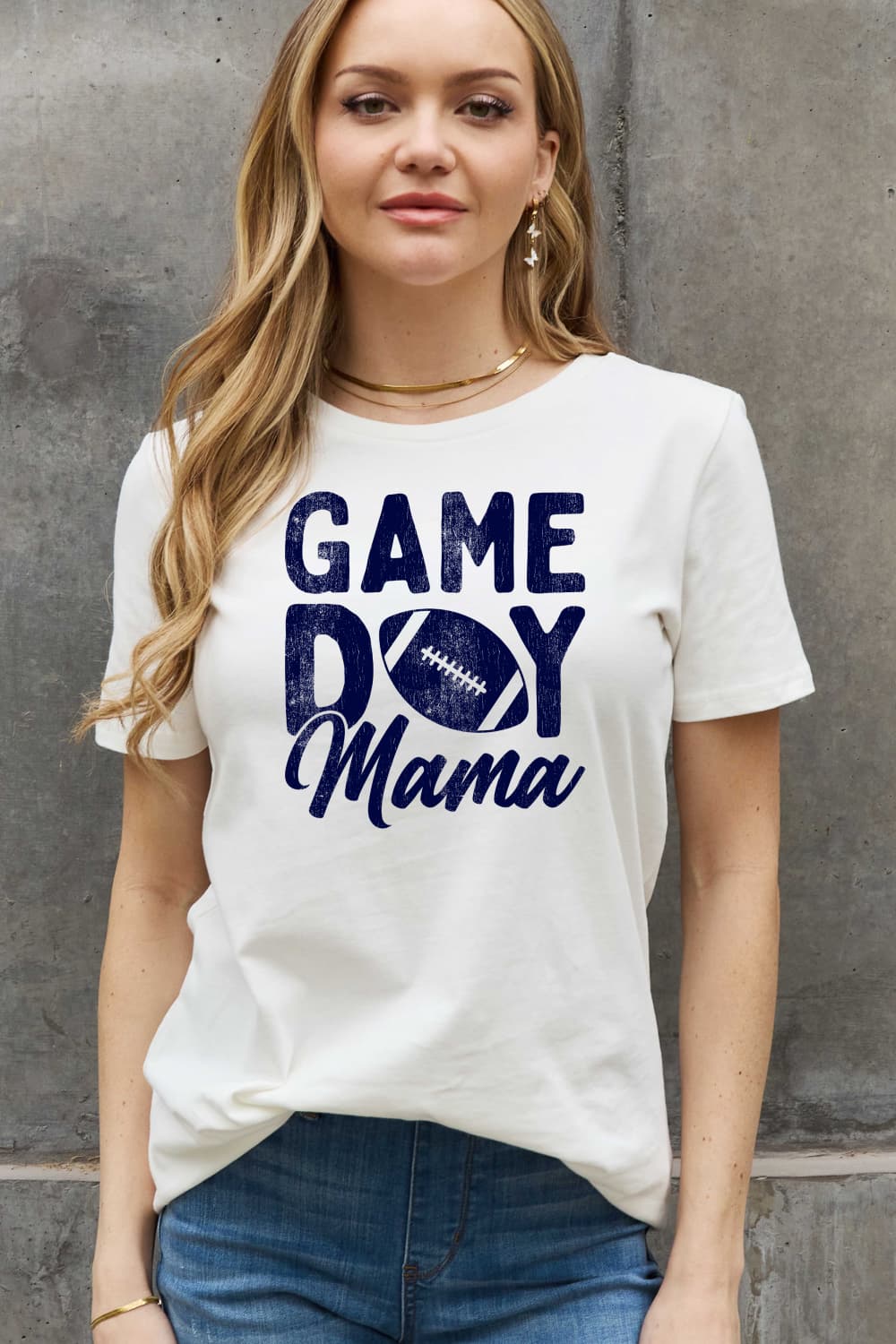 Simply Love Full Size GAMEDAY MAMA Graphic Cotton Tee BLUE ZONE PLANET