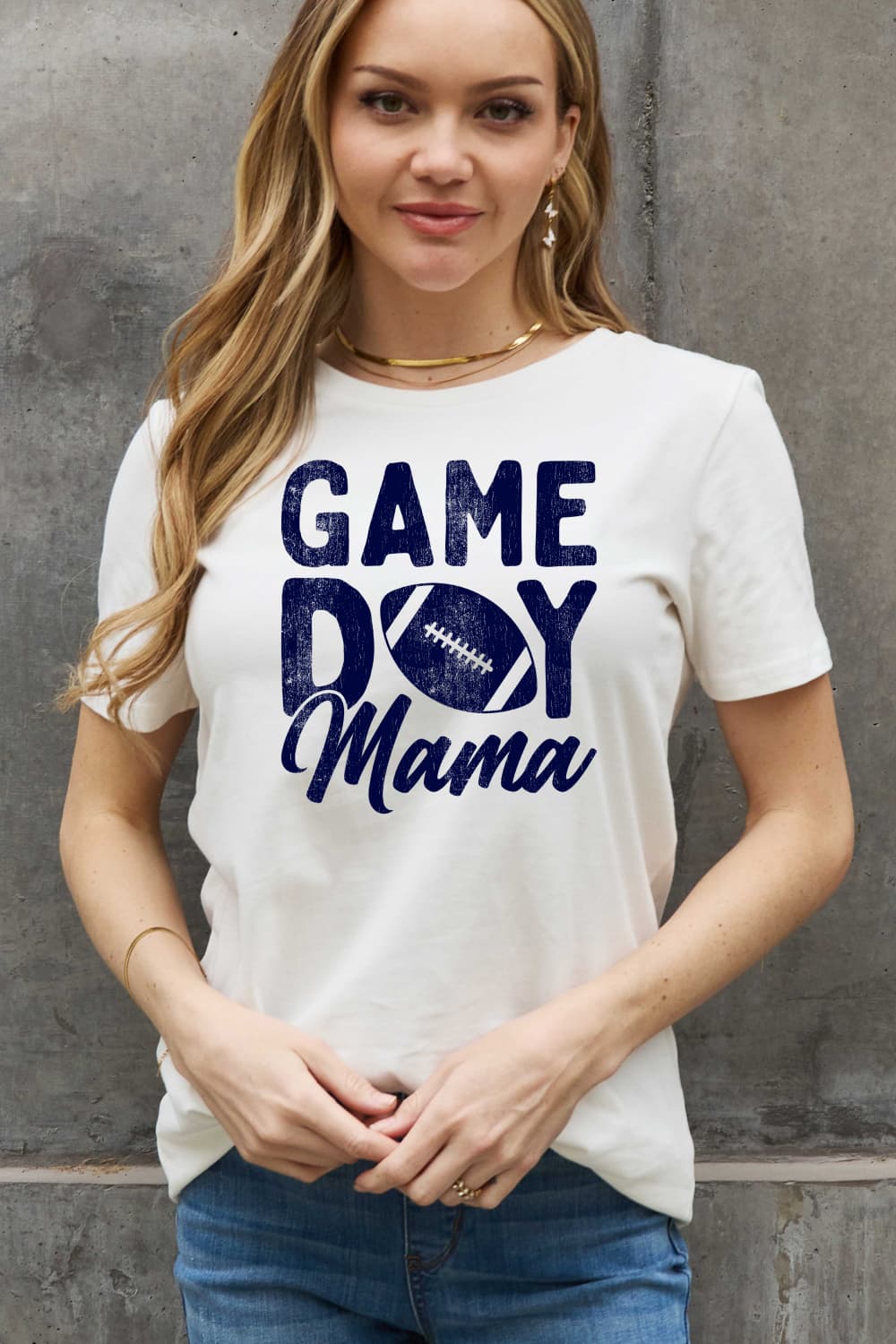 Simply Love Full Size GAMEDAY MAMA Graphic Cotton Tee BLUE ZONE PLANET