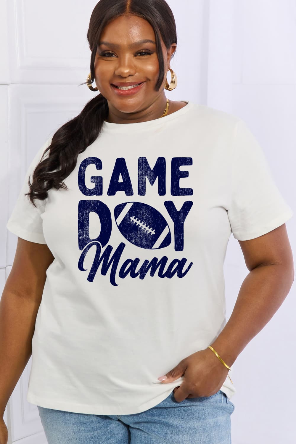 Simply Love Full Size GAMEDAY MAMA Graphic Cotton Tee BLUE ZONE PLANET