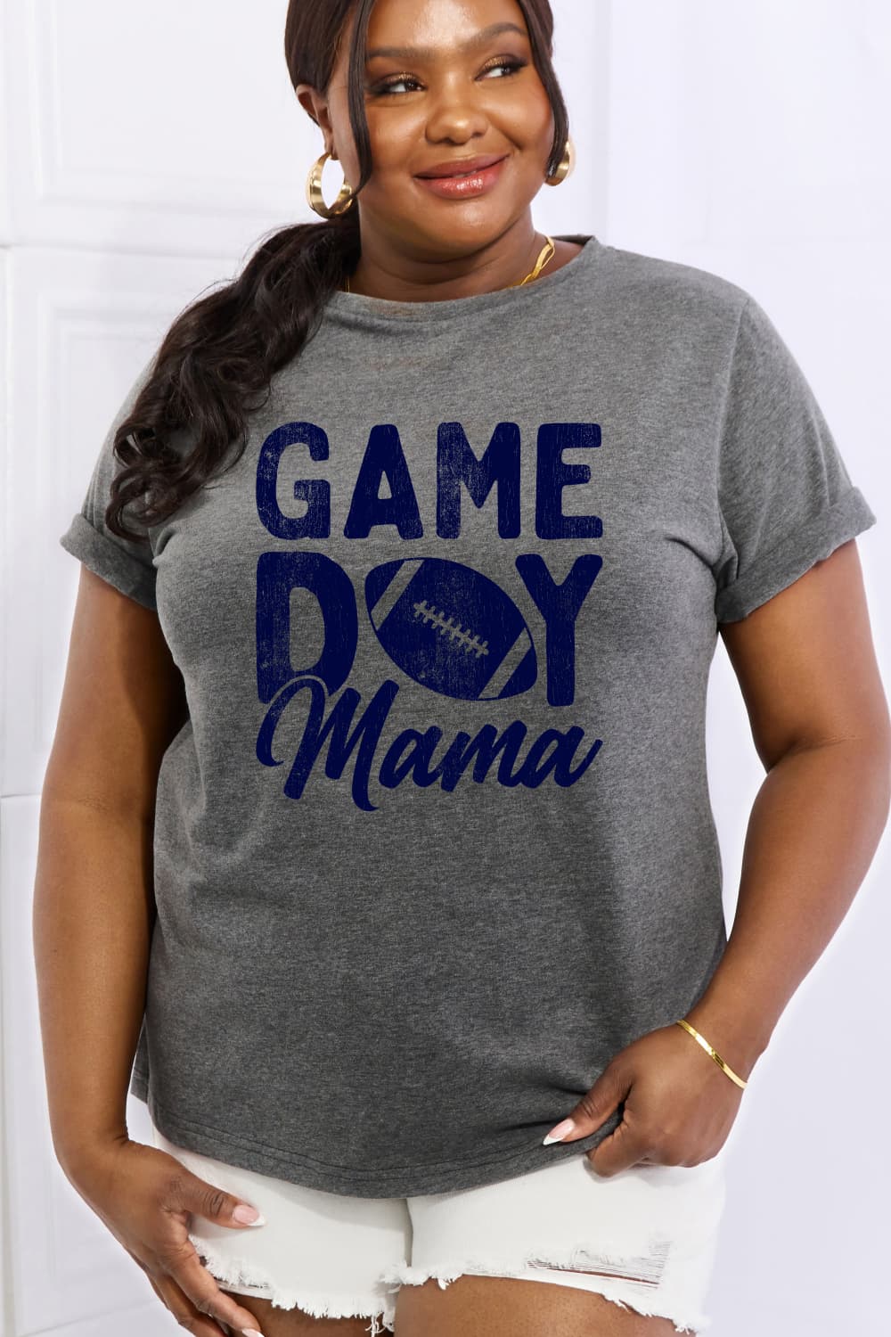 Simply Love Full Size GAMEDAY MAMA Graphic Cotton Tee BLUE ZONE PLANET