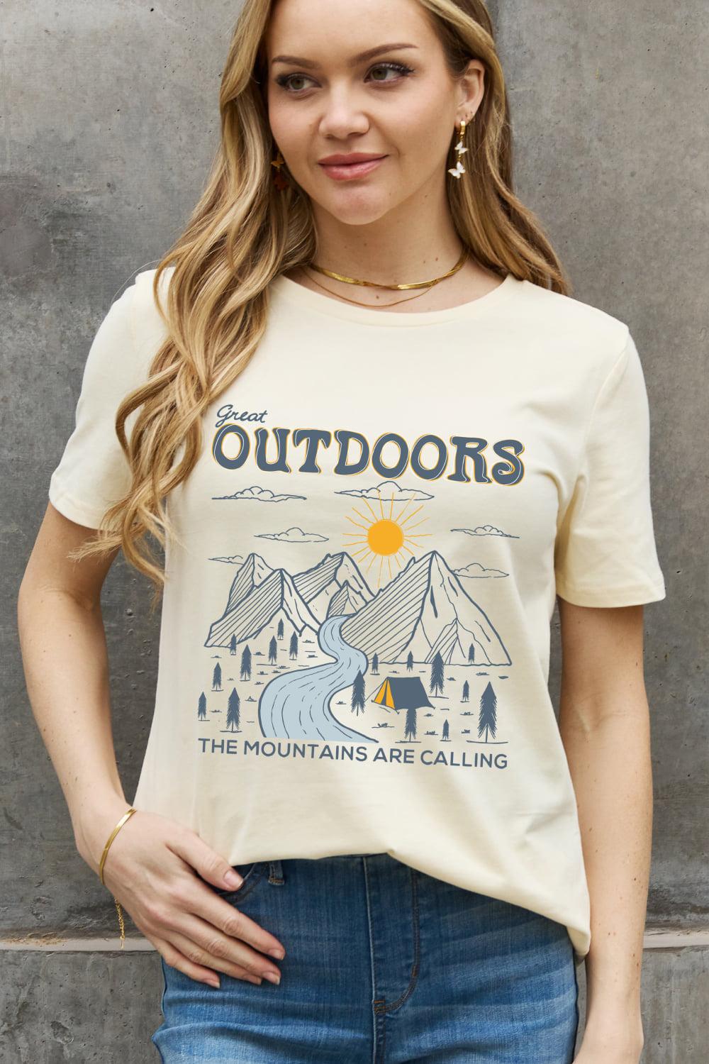 Simply Love Full Size GREAT OUTDOORS Graphic Cotton Tee BLUE ZONE PLANET