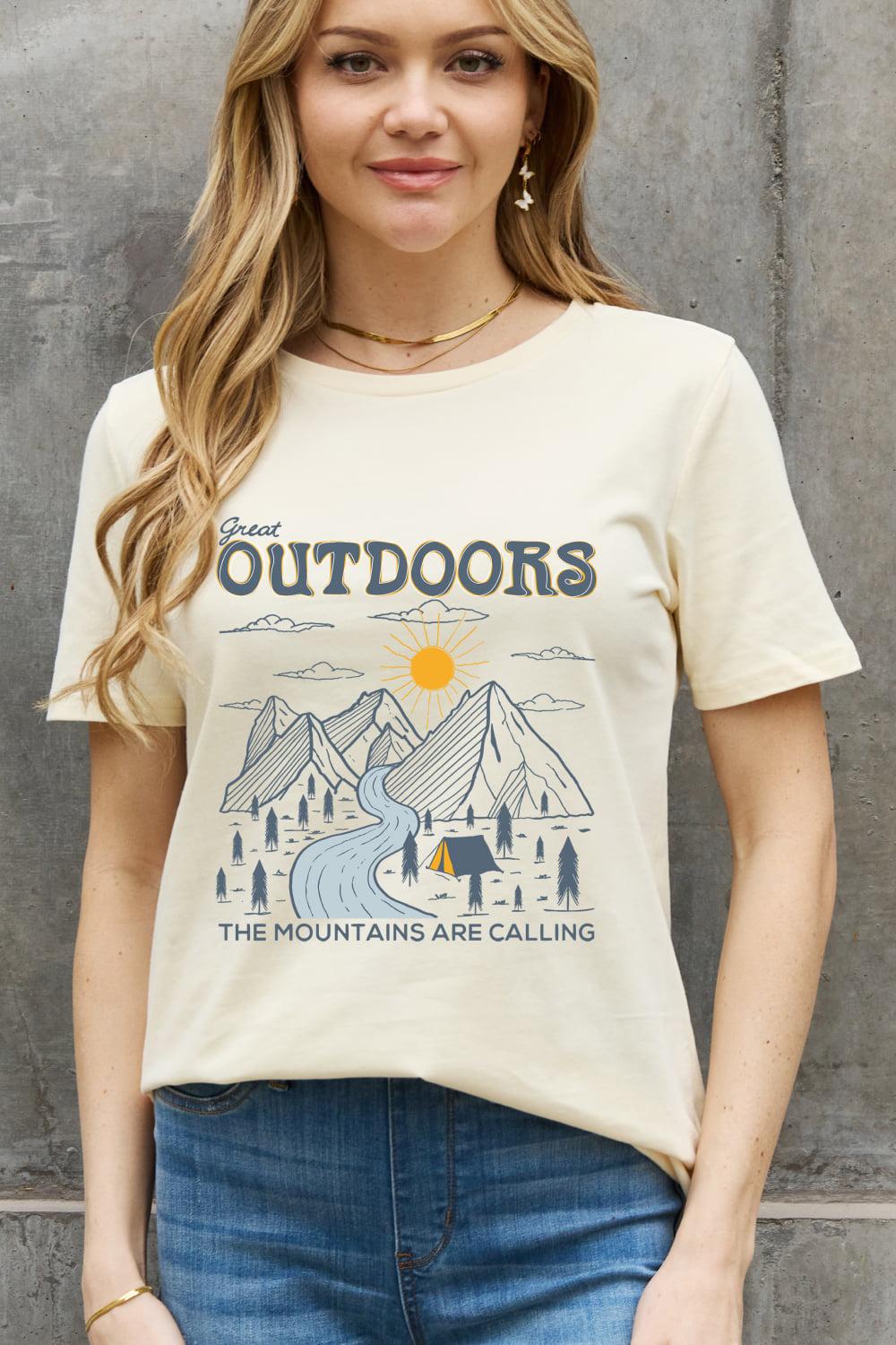 Simply Love Full Size GREAT OUTDOORS Graphic Cotton Tee BLUE ZONE PLANET