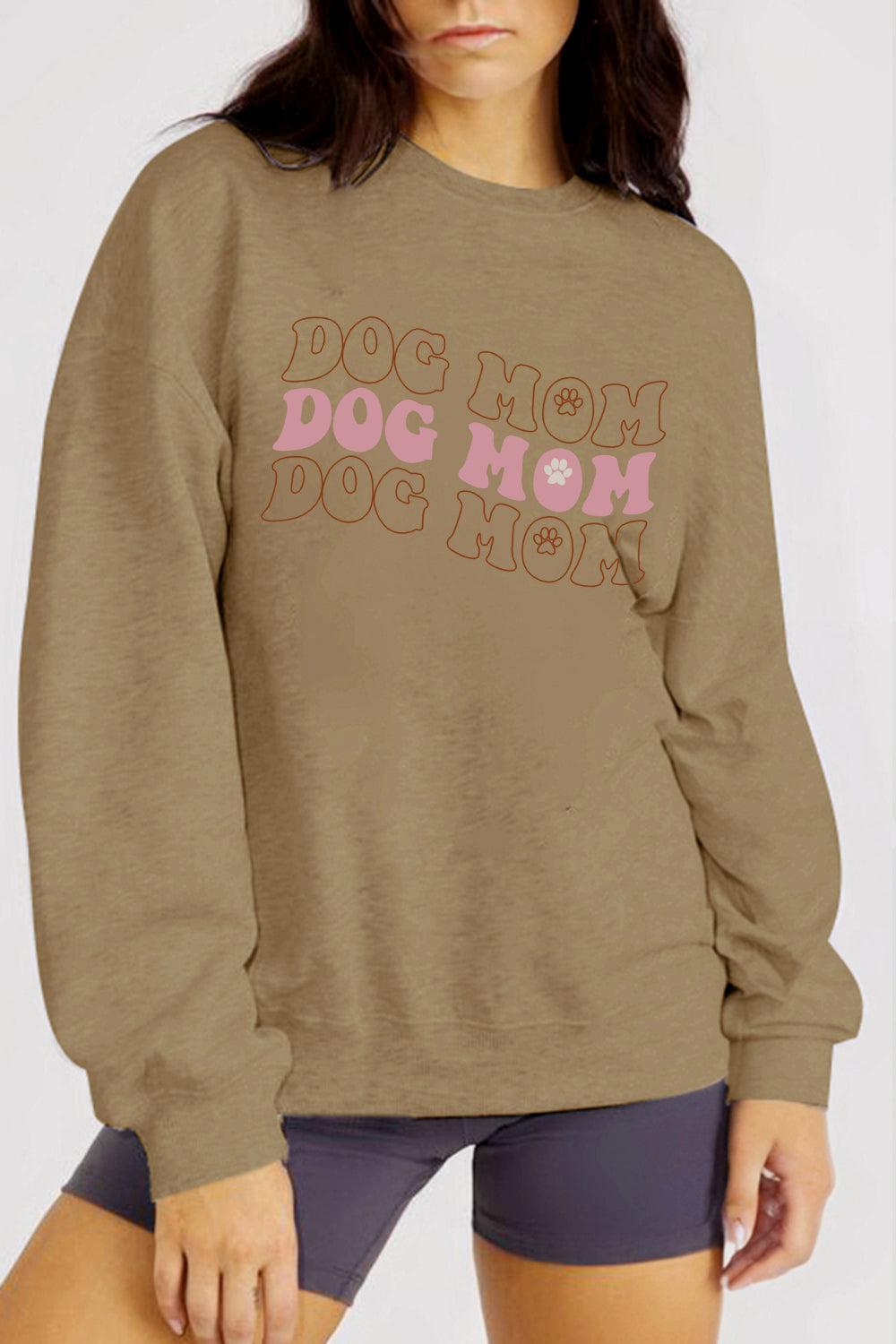 Simply Love Full Size Graphic DOG MOM Sweatshirt BLUE ZONE PLANET