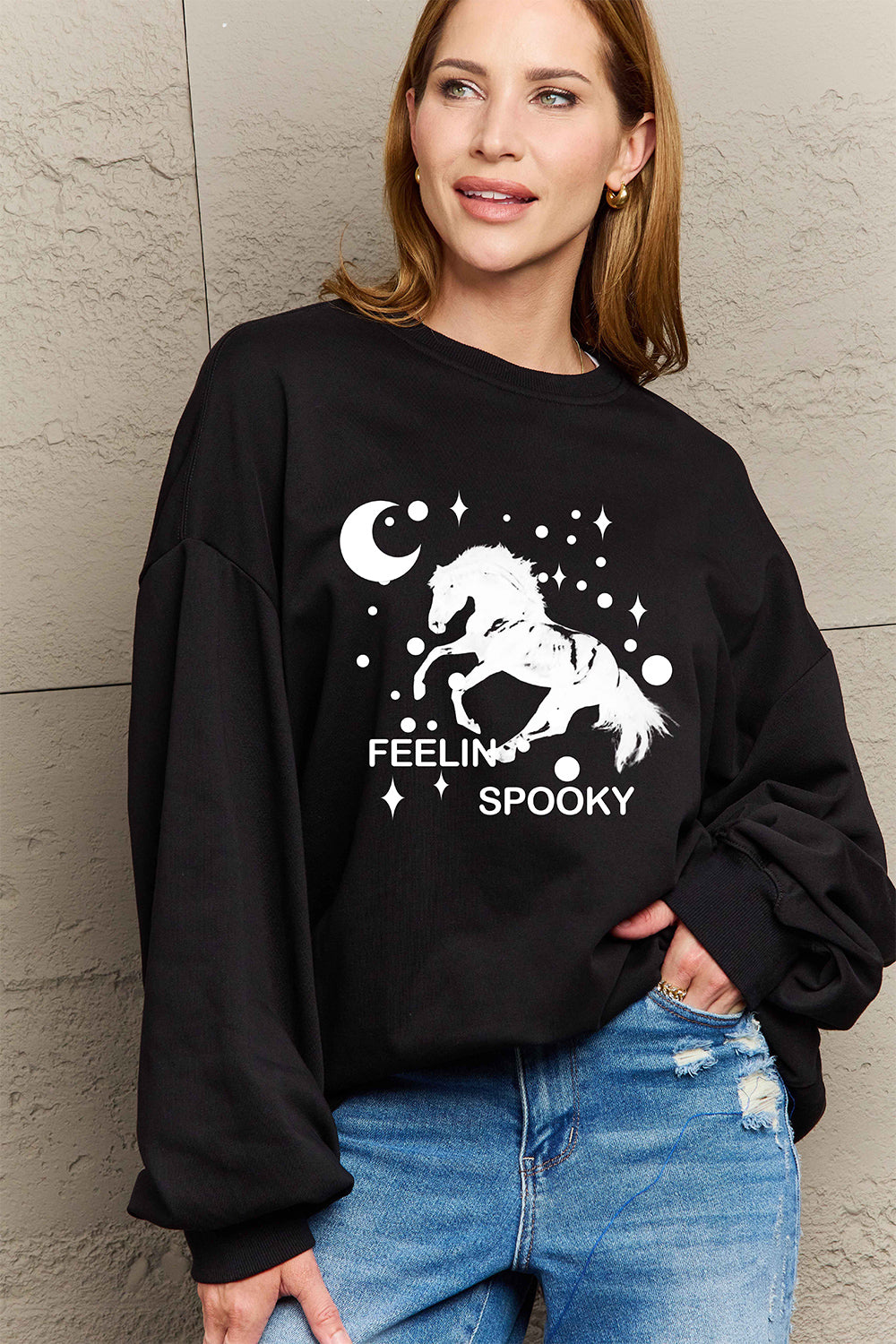 Simply Love Full Size Graphic Drop Shoulder Sweatshirt BLUE ZONE PLANET