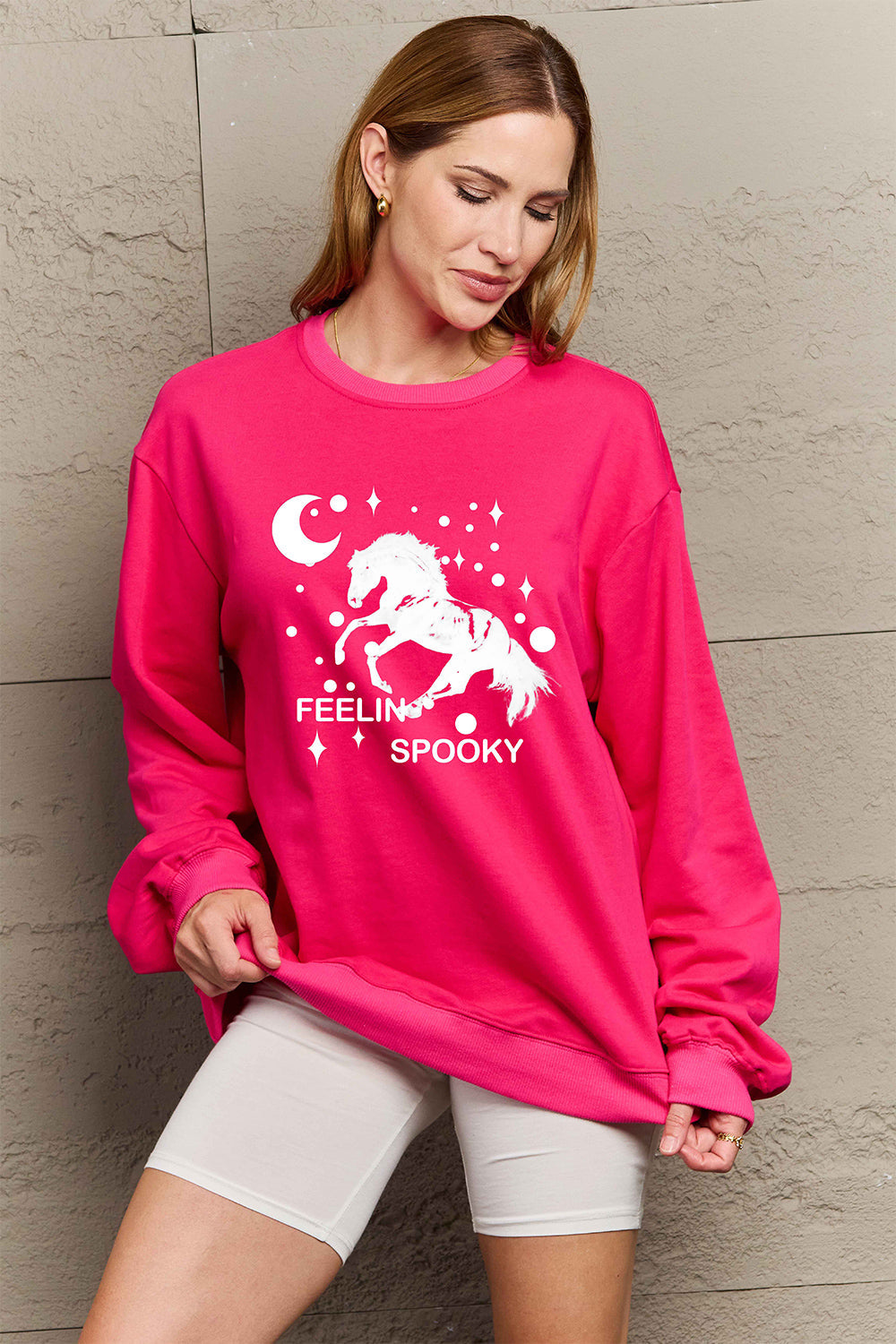 Simply Love Full Size Graphic Drop Shoulder Sweatshirt BLUE ZONE PLANET