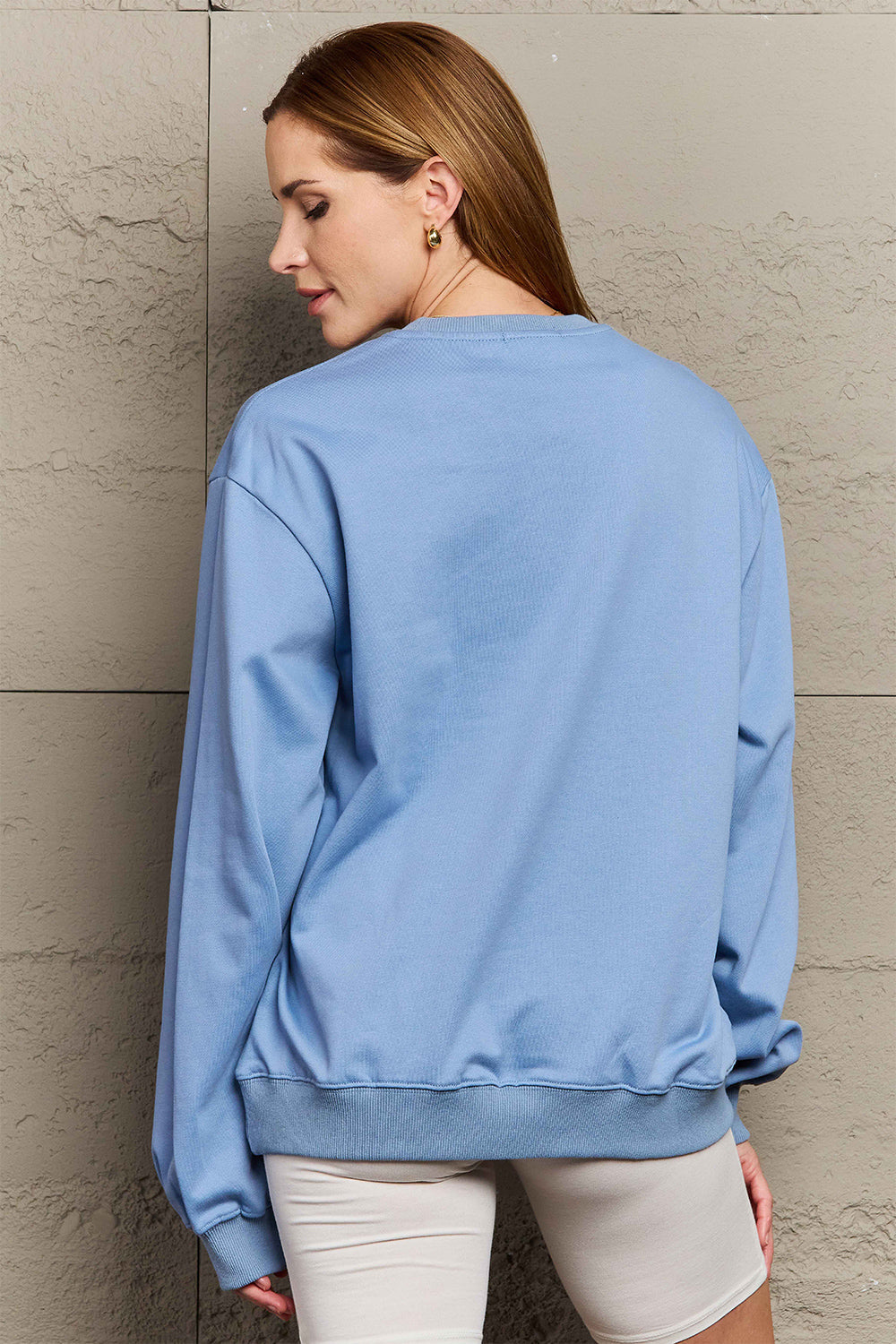 Simply Love Full Size Graphic Dropped Shoulder Sweatshirt BLUE ZONE PLANET