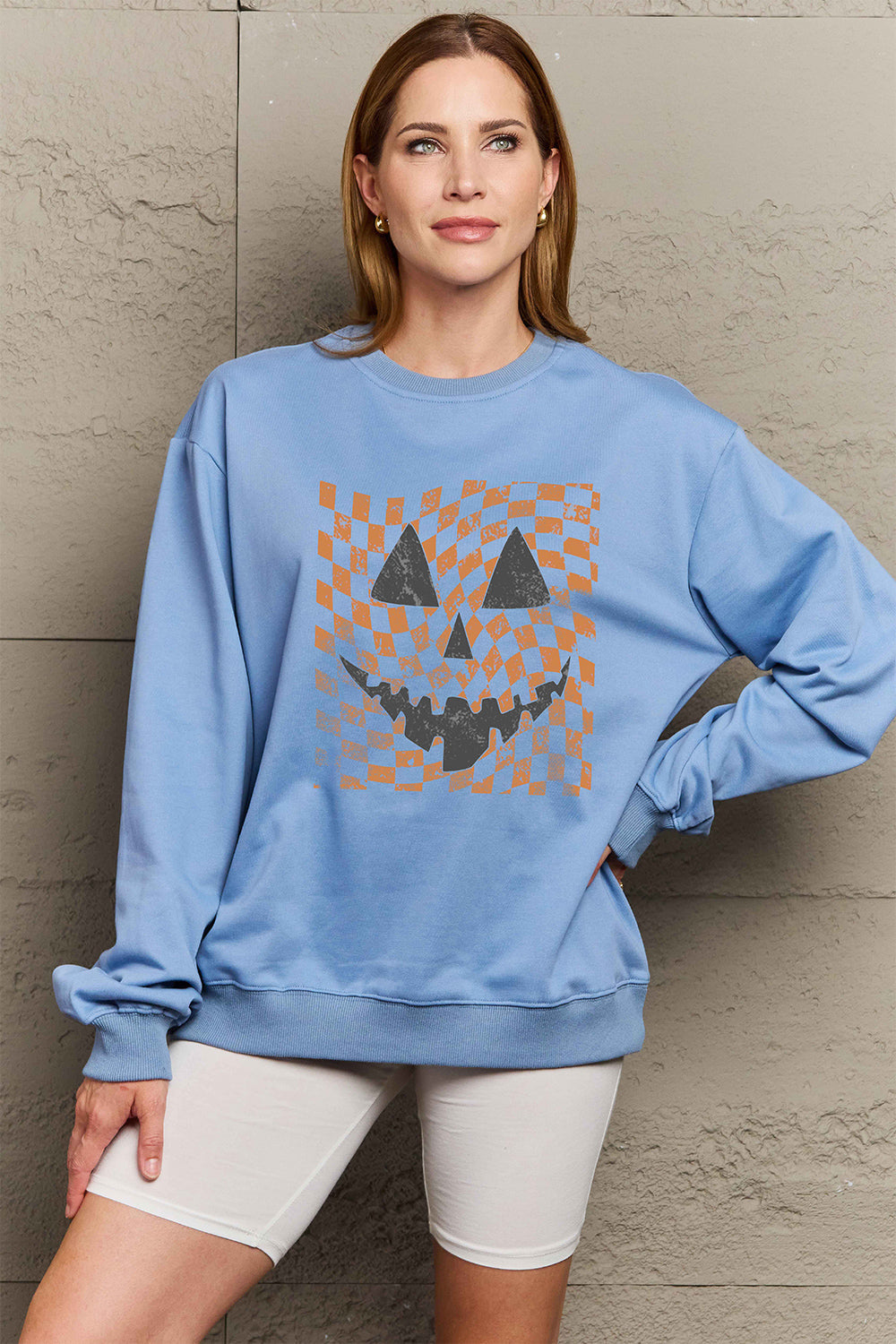 Simply Love Full Size Graphic Dropped Shoulder Sweatshirt BLUE ZONE PLANET