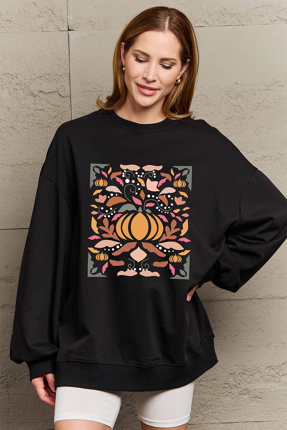 Simply Love Full Size Graphic Dropped Shoulder Sweatshirt BLUE ZONE PLANET