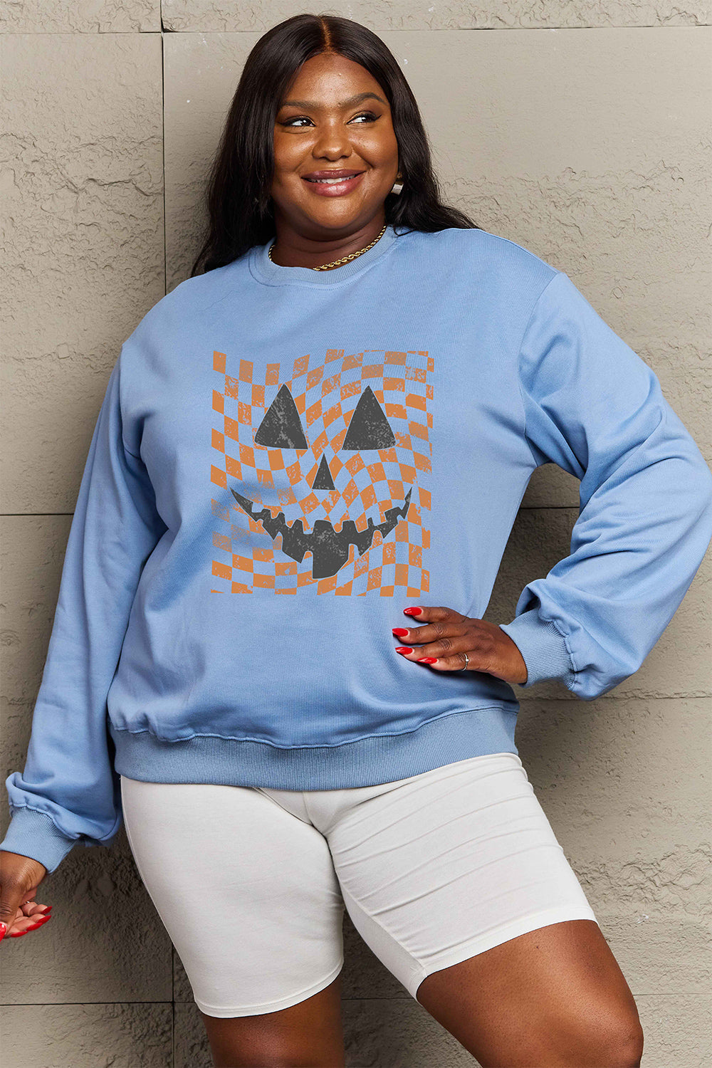 Simply Love Full Size Graphic Dropped Shoulder Sweatshirt BLUE ZONE PLANET