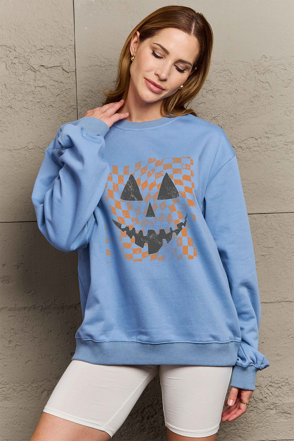 Simply Love Full Size Graphic Dropped Shoulder Sweatshirt BLUE ZONE PLANET