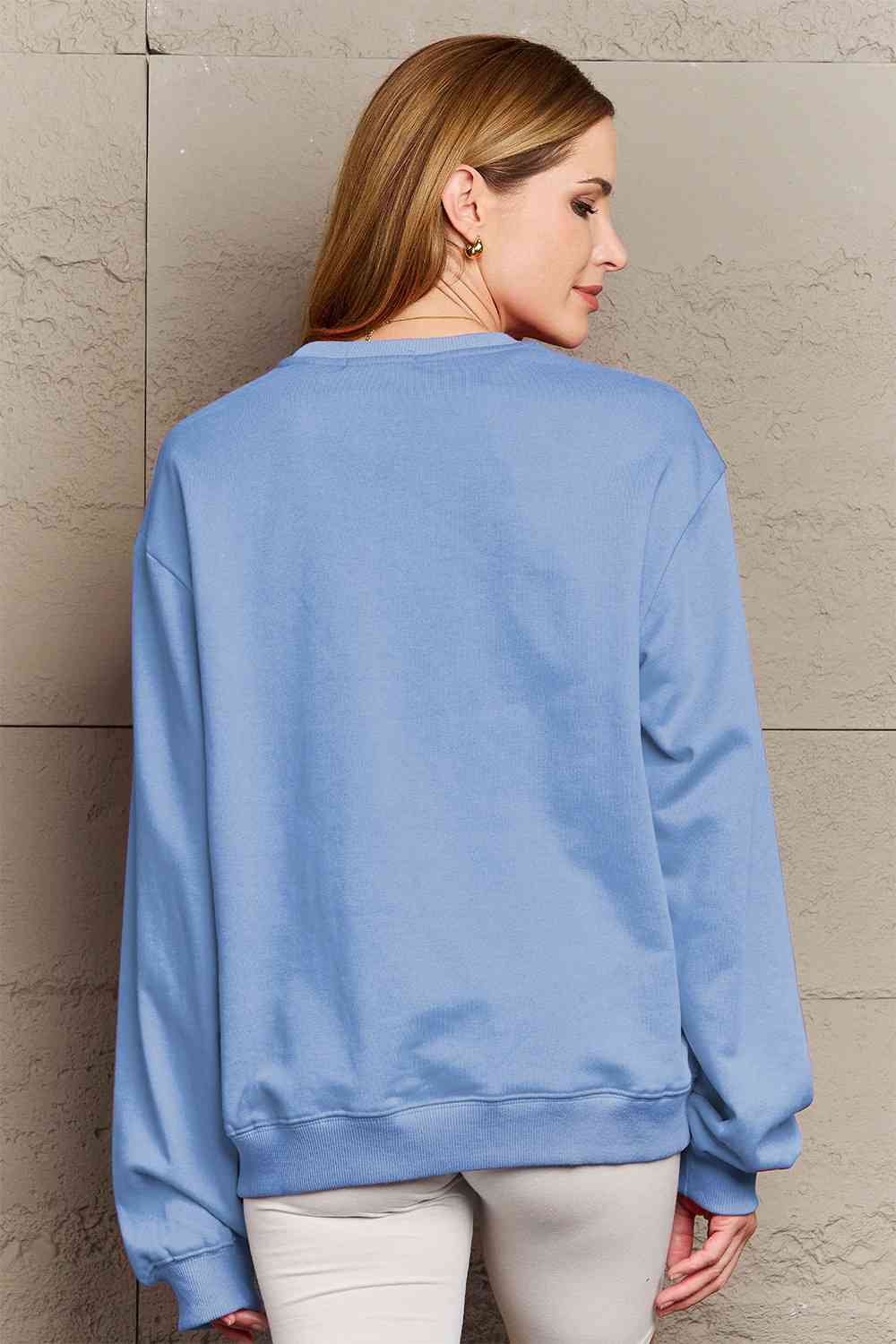 Simply Love Full Size Graphic Round Neck Sweatshirt BLUE ZONE PLANET