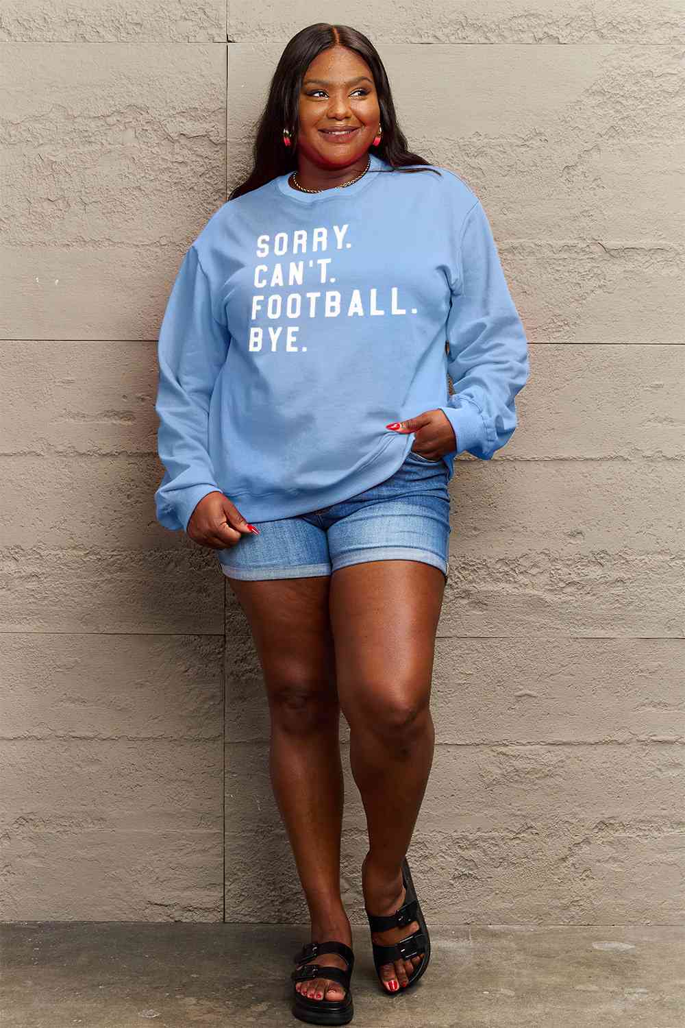 Simply Love Full Size Graphic Round Neck Sweatshirt BLUE ZONE PLANET