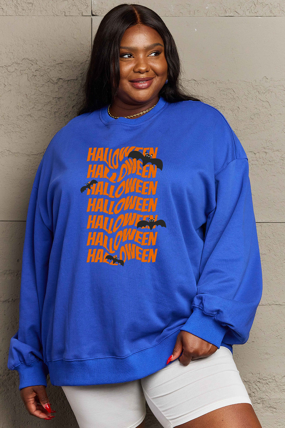 Simply Love Full Size HALLOWEEN Graphic Sweatshirt BLUE ZONE PLANET