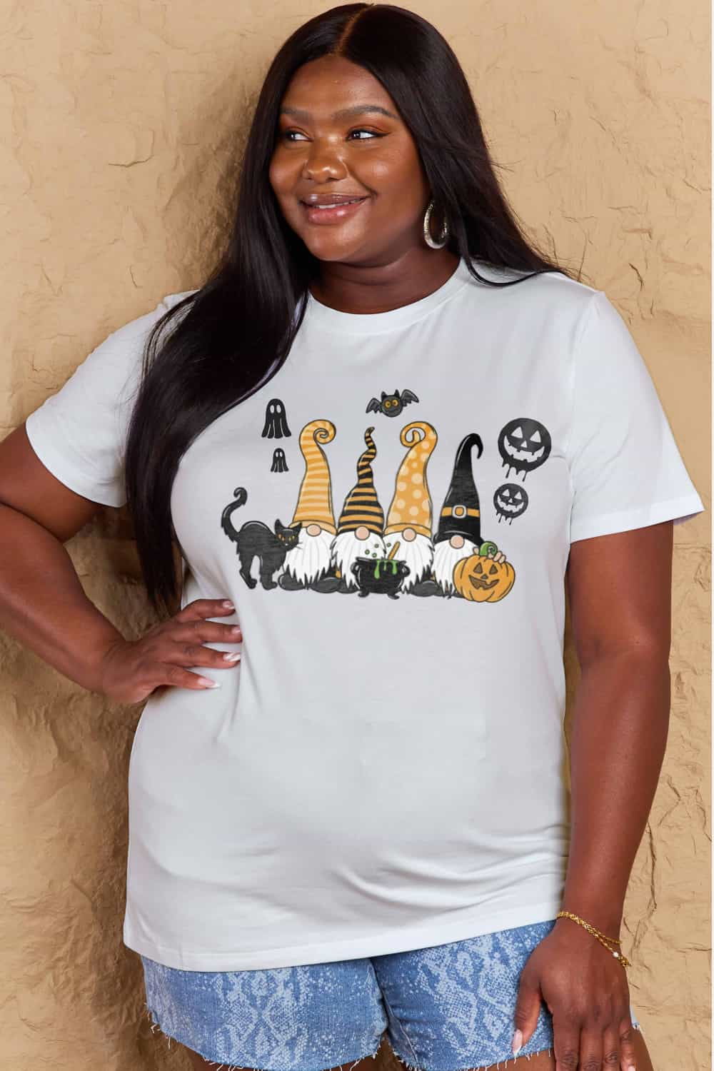 Simply Love Full Size Halloween Theme Graphic Cotton Tee BLUE ZONE PLANET