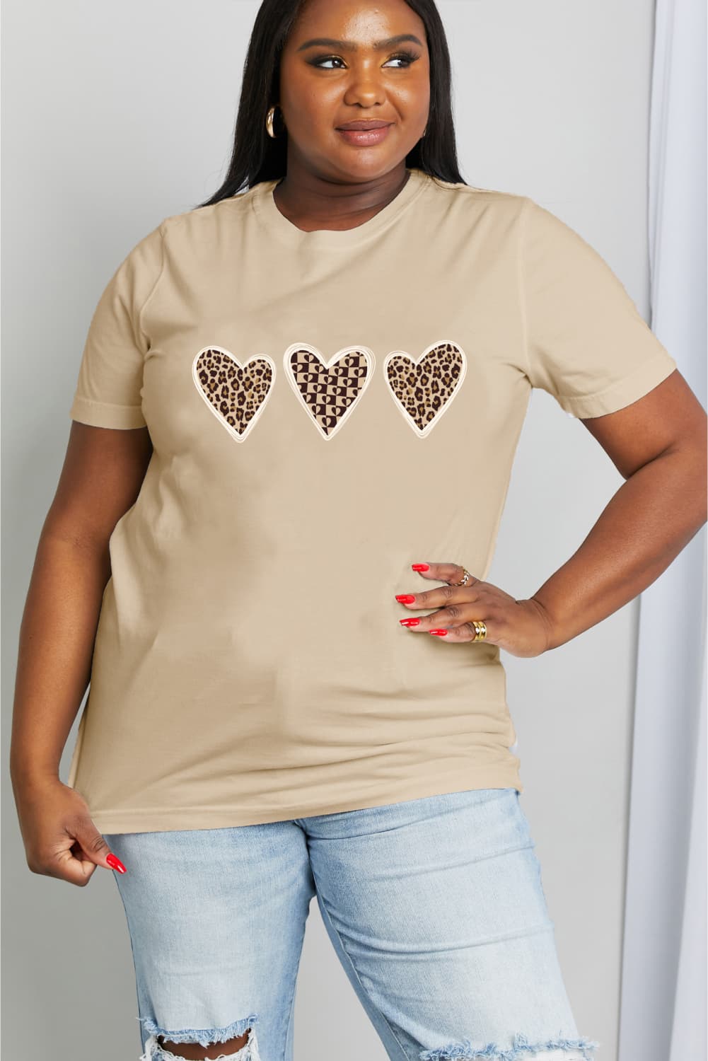 Simply Love Full Size Heart Graphic Cotton Tee BLUE ZONE PLANET