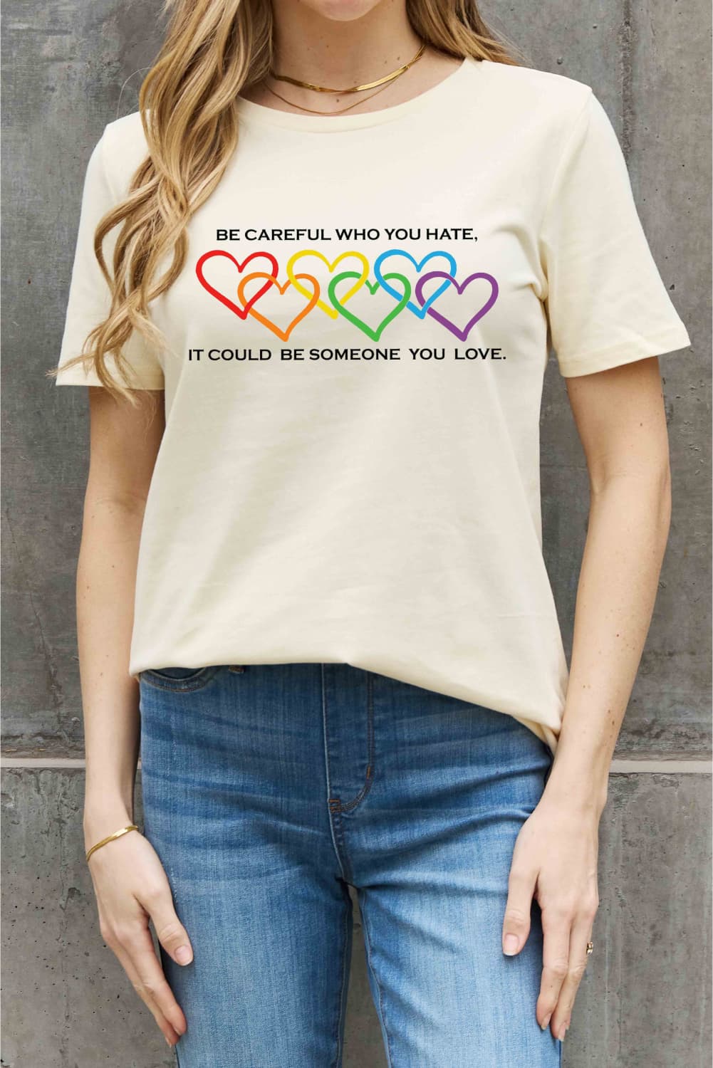 Simply Love Full Size Heart Slogan Graphic Cotton Tee BLUE ZONE PLANET