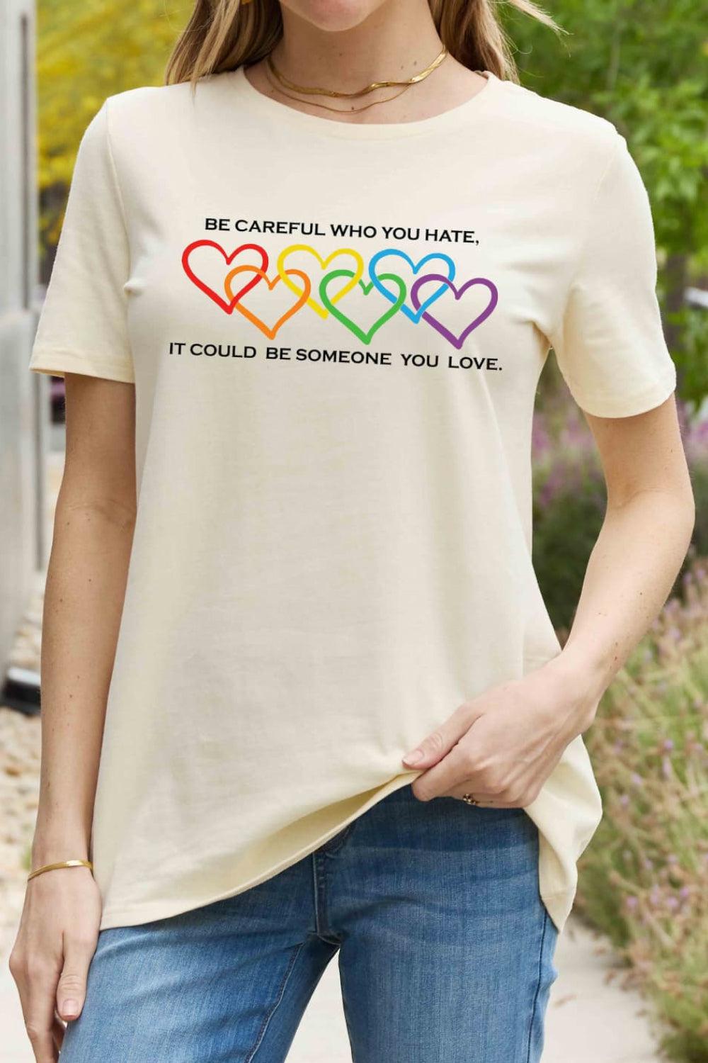 Simply Love Full Size Heart Slogan Graphic Cotton Tee BLUE ZONE PLANET