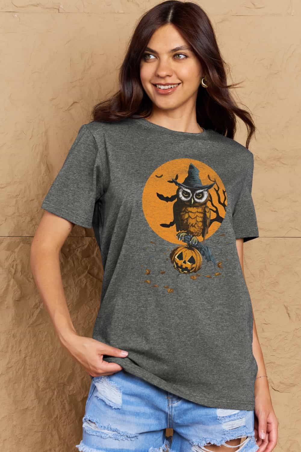 Simply Love Full Size Holloween Theme Graphic Cotton Tee BLUE ZONE PLANET