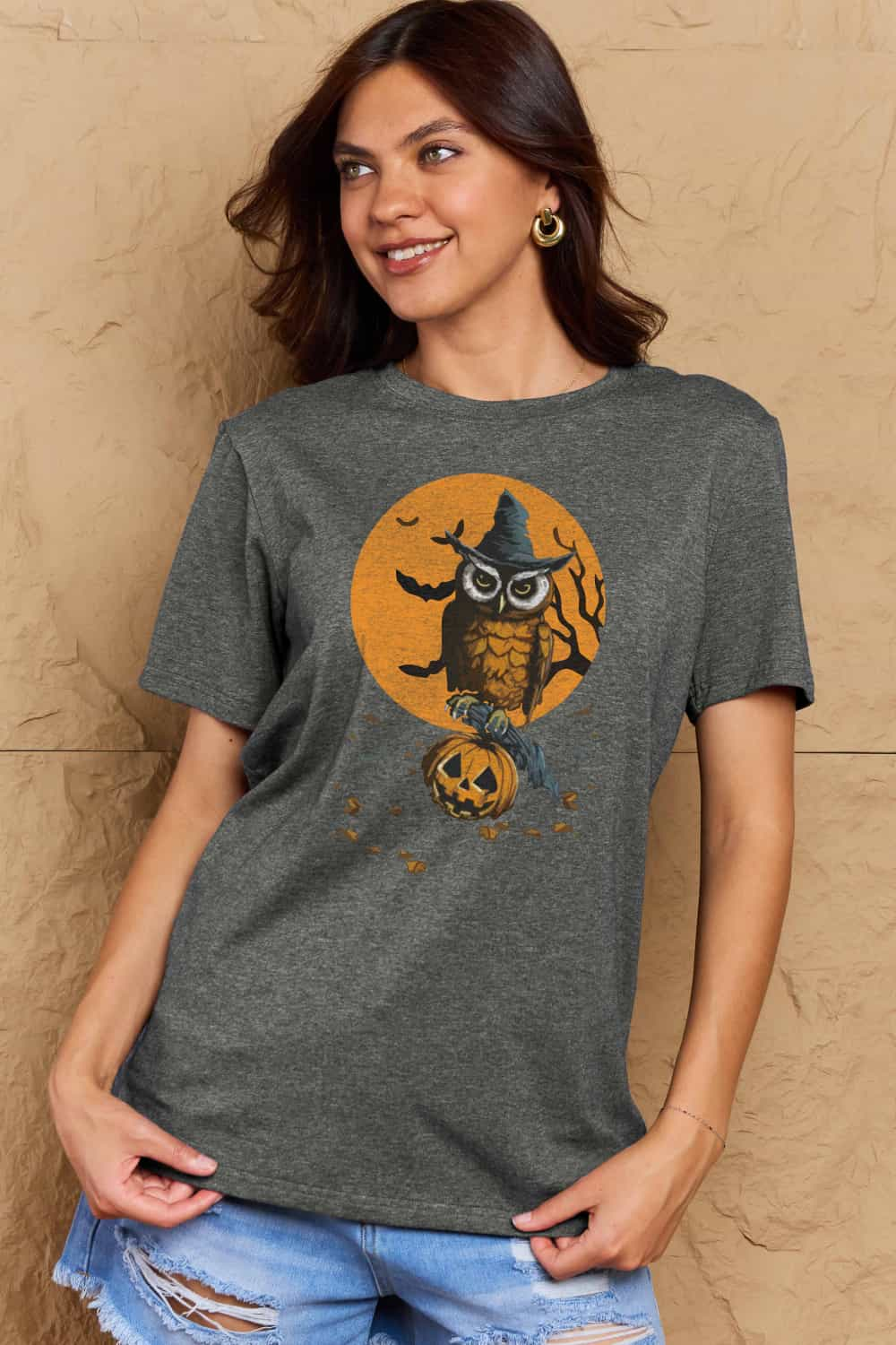 Simply Love Full Size Holloween Theme Graphic Cotton Tee BLUE ZONE PLANET