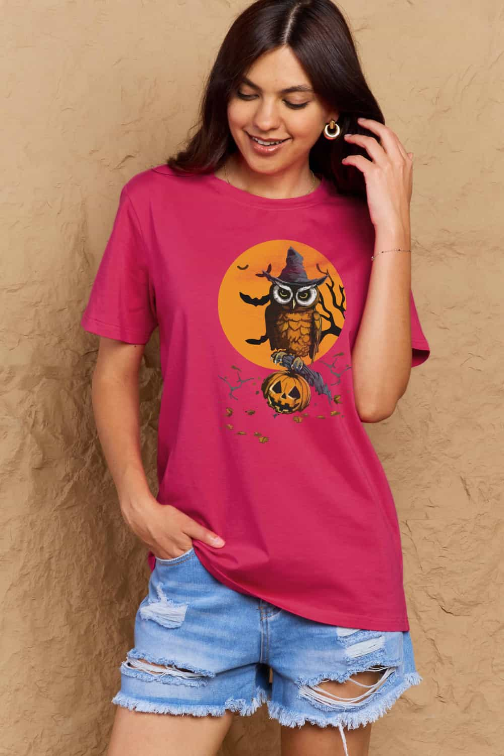 Simply Love Full Size Holloween Theme Graphic Cotton Tee BLUE ZONE PLANET