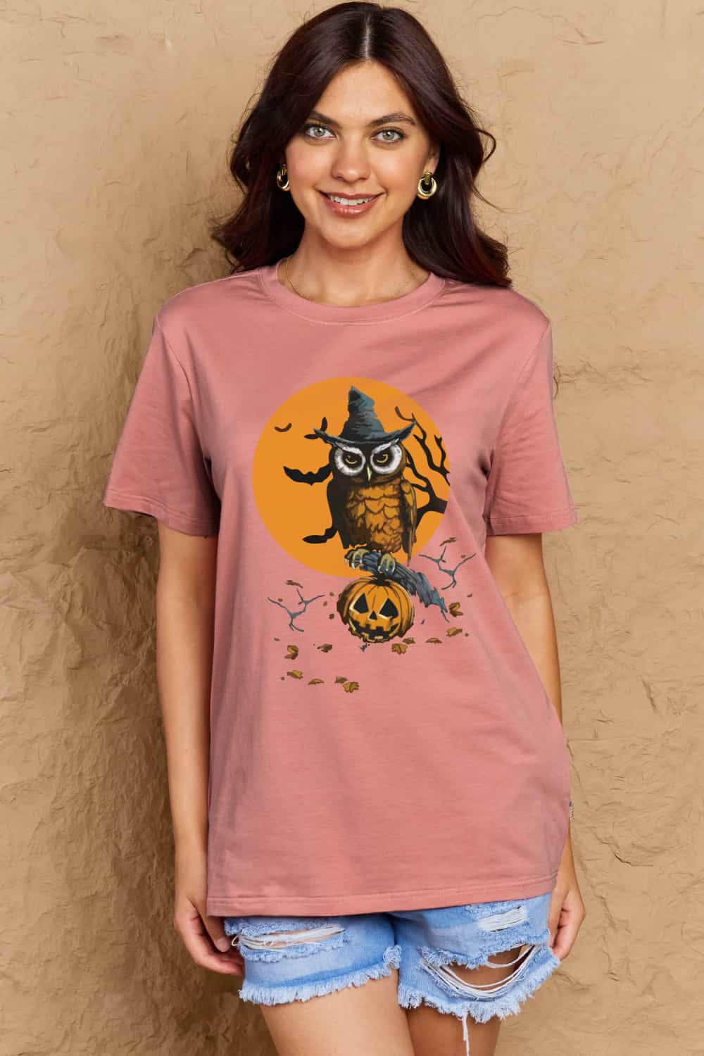 Simply Love Full Size Holloween Theme Graphic Cotton Tee BLUE ZONE PLANET