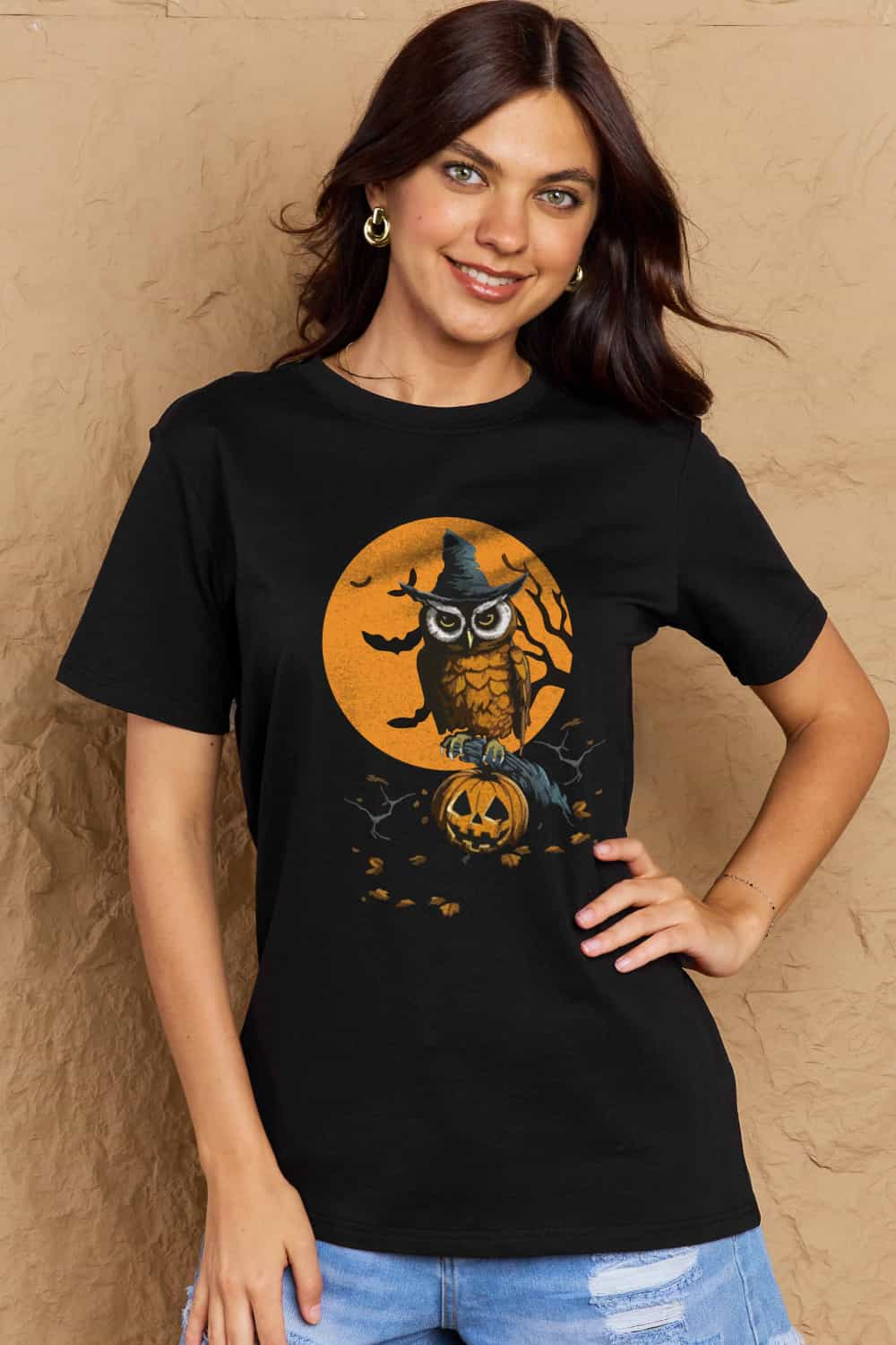 Simply Love Full Size Holloween Theme Graphic Cotton Tee BLUE ZONE PLANET