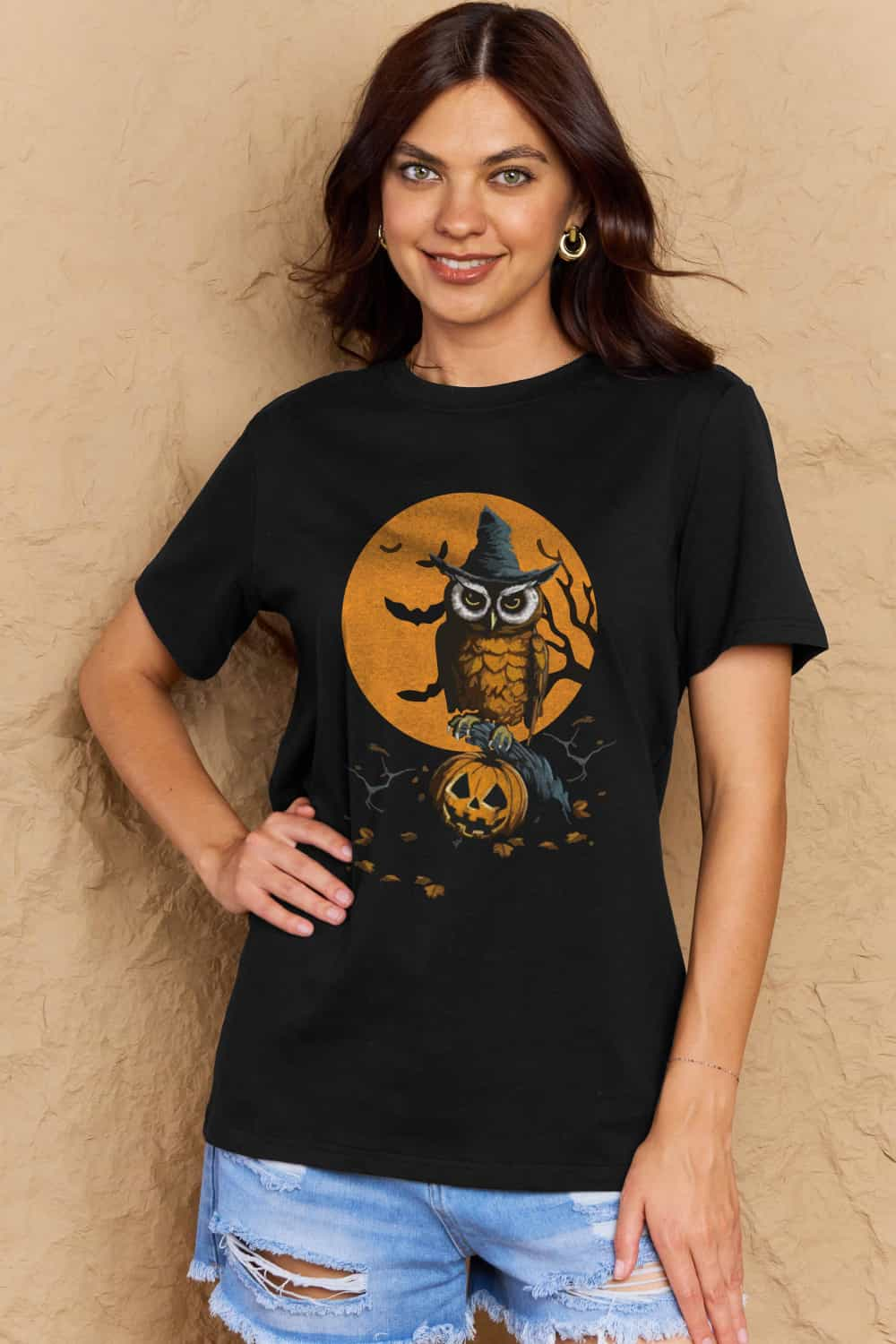 Simply Love Full Size Holloween Theme Graphic Cotton Tee BLUE ZONE PLANET