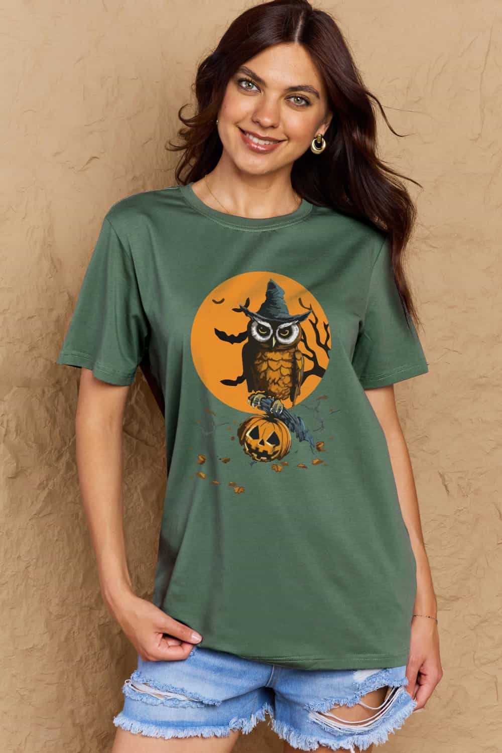 Simply Love Full Size Holloween Theme Graphic Cotton Tee BLUE ZONE PLANET