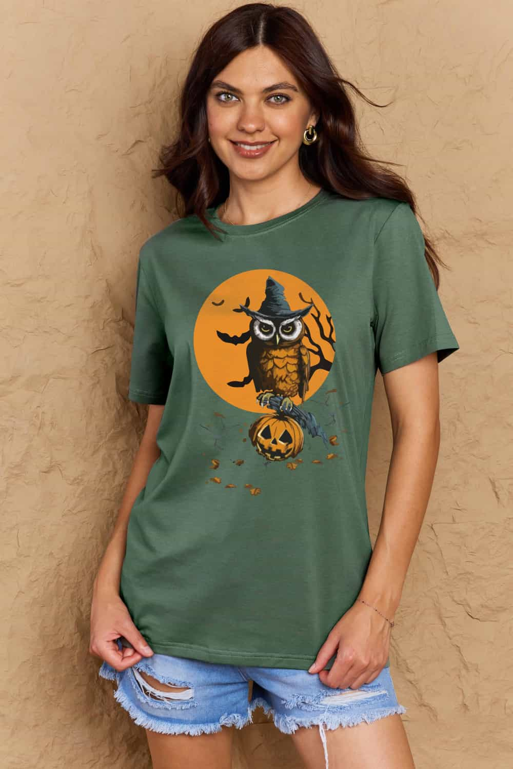 Simply Love Full Size Holloween Theme Graphic Cotton Tee BLUE ZONE PLANET