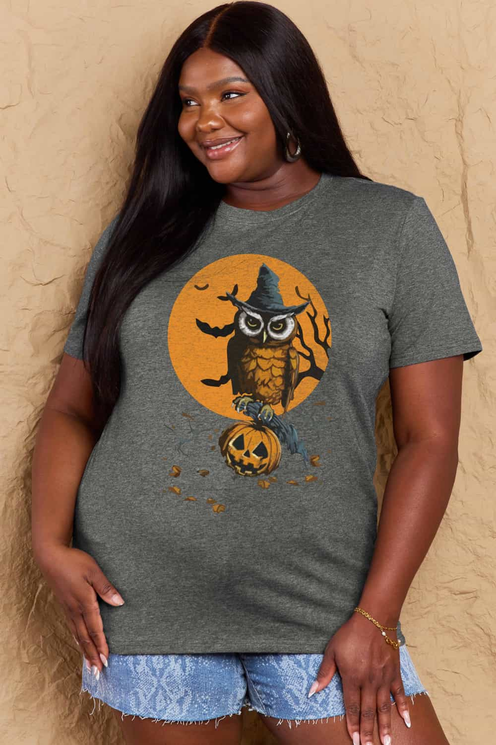 Simply Love Full Size Holloween Theme Graphic Cotton Tee BLUE ZONE PLANET