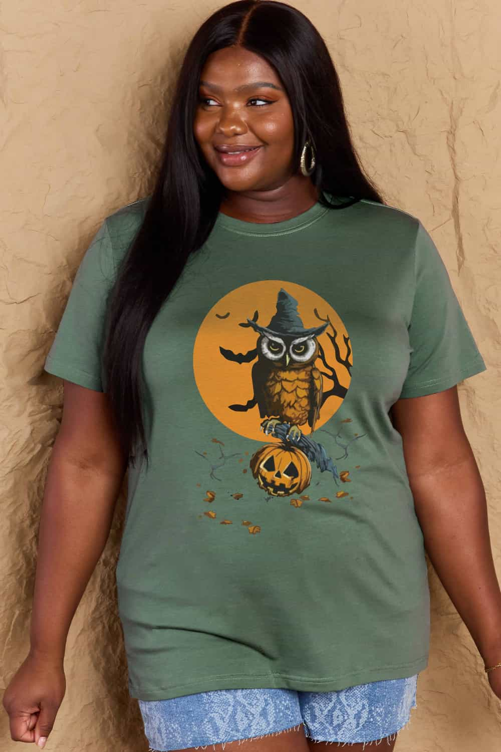 Simply Love Full Size Holloween Theme Graphic Cotton Tee BLUE ZONE PLANET