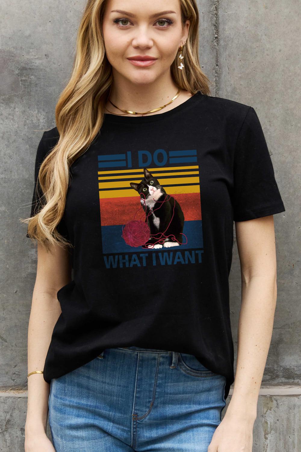 Simply Love Full Size I DO WHAT I WANT Graphic Cotton Tee BLUE ZONE PLANET