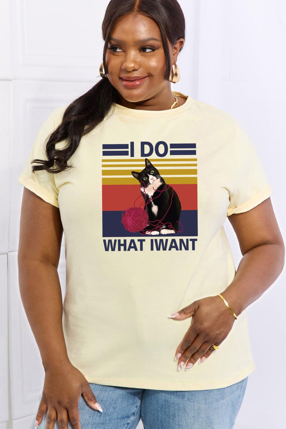 Simply Love Full Size I DO WHAT I WANT Graphic Cotton Tee BLUE ZONE PLANET