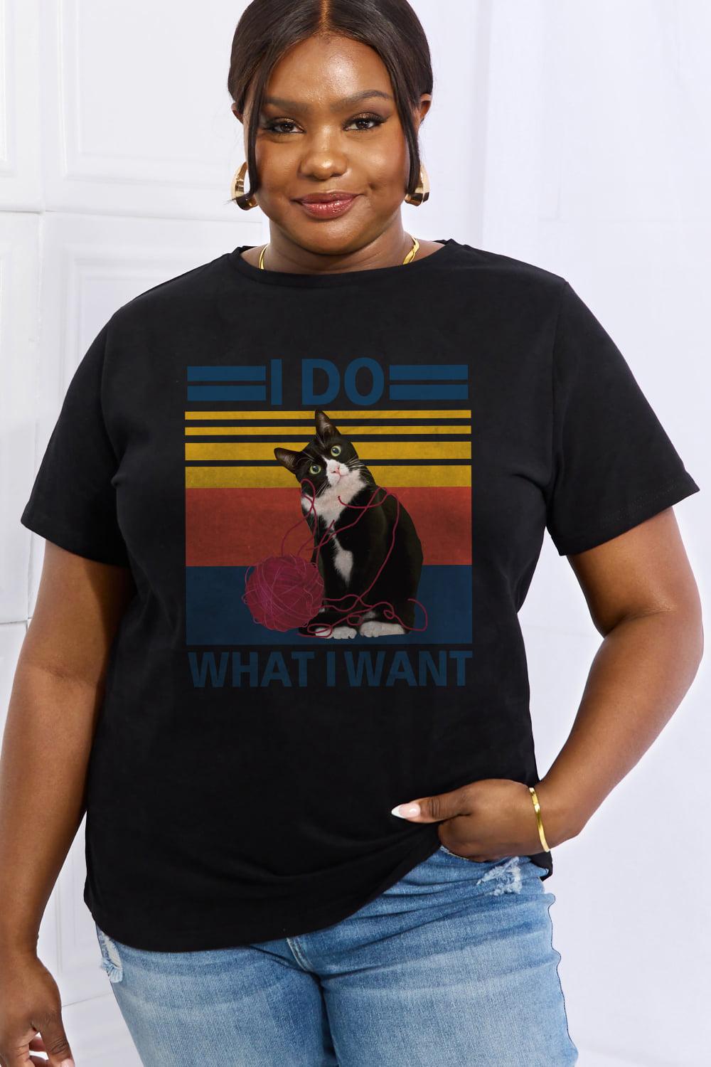 Simply Love Full Size I DO WHAT I WANT Graphic Cotton Tee BLUE ZONE PLANET