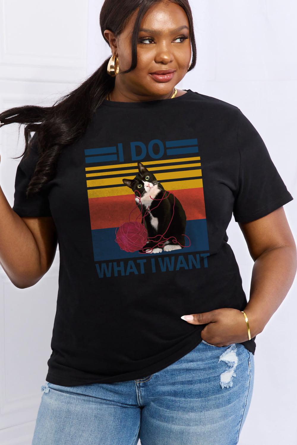 Simply Love Full Size I DO WHAT I WANT Graphic Cotton Tee BLUE ZONE PLANET