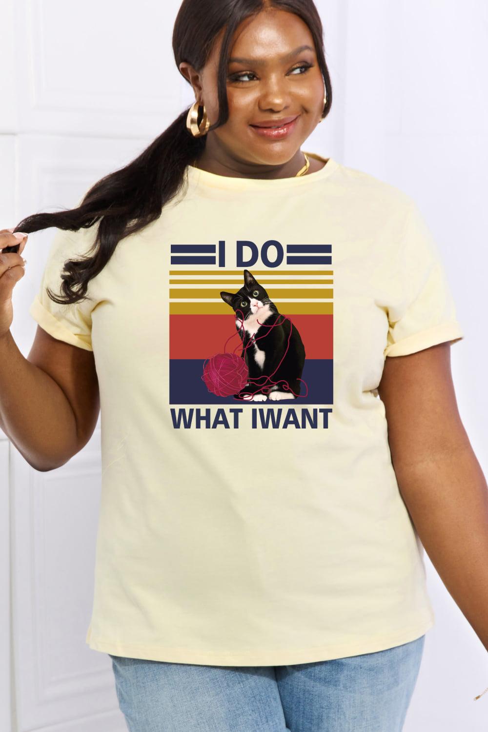 Simply Love Full Size I DO WHAT I WANT Graphic Cotton Tee BLUE ZONE PLANET