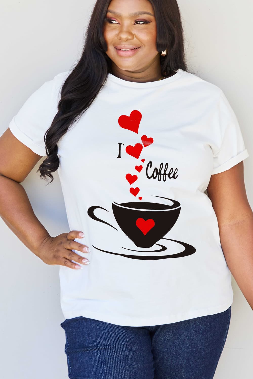 Simply Love Full Size I LOVE COFFEE Graphic Cotton Tee BLUE ZONE PLANET