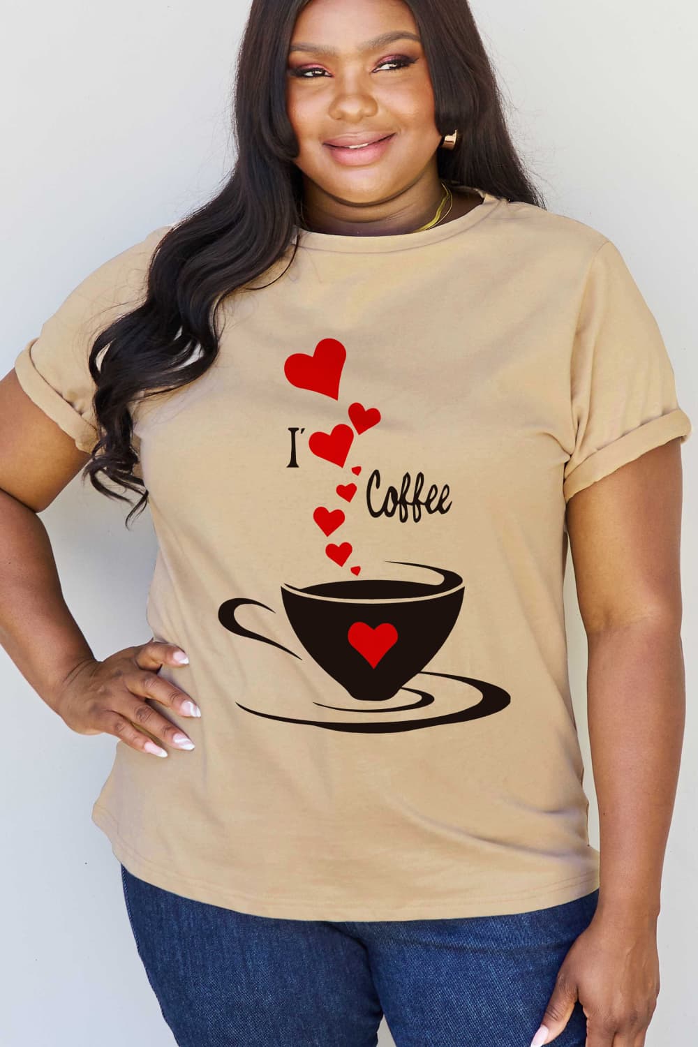 Simply Love Full Size I LOVE COFFEE Graphic Cotton Tee BLUE ZONE PLANET