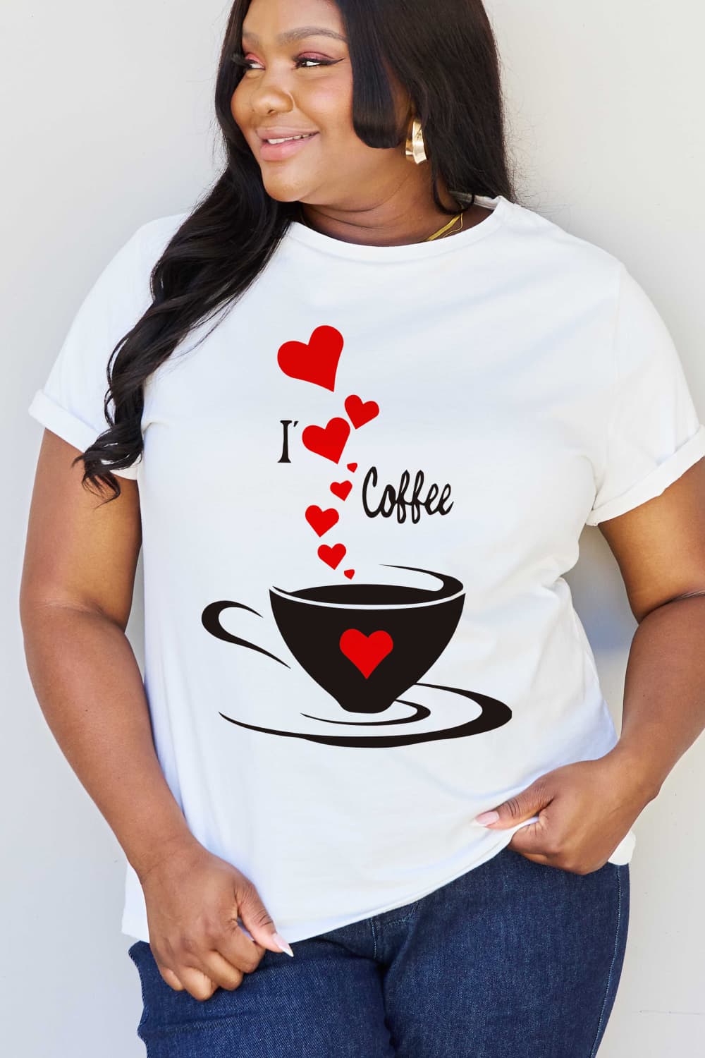 Simply Love Full Size I LOVE COFFEE Graphic Cotton Tee BLUE ZONE PLANET