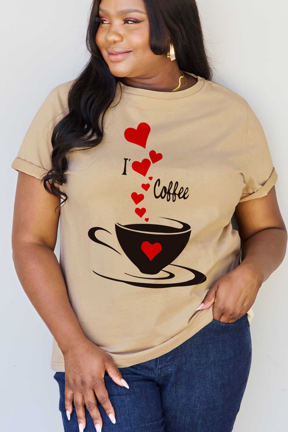 Simply Love Full Size I LOVE COFFEE Graphic Cotton Tee BLUE ZONE PLANET